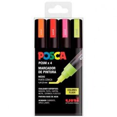 Markerite komplekt POSCA PC-5M Fluor 4 Tükid, osad hind ja info | Kunstitarbed, voolimise tarvikud | kaup24.ee