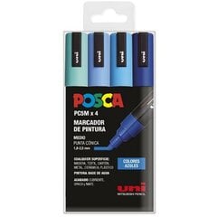 Markerite komplekt POSCA PC-5M Sinine 4 Tükid, osad hind ja info | Kunstitarbed, voolimise tarvikud | kaup24.ee