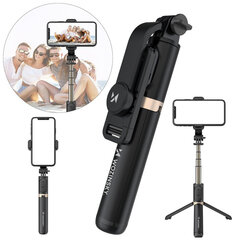 Selfie Stick teleskoopfotostatiiv + Bluetooth kaugjuhtimispult must цена и информация | Моноподы для селфи («Selfie sticks») | kaup24.ee