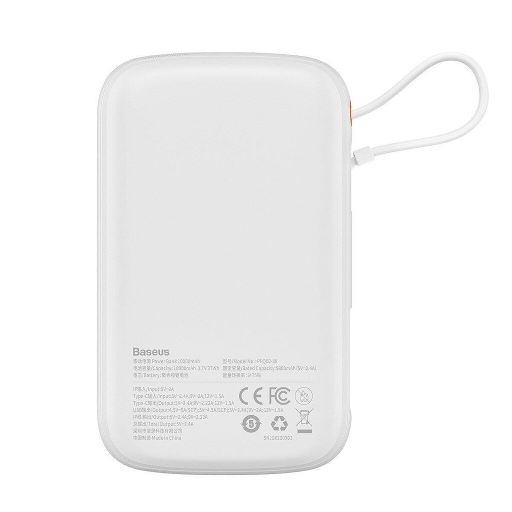 Toitepank kiirlaadimisega 10000mAh 20W QC-PD-SCP-FCP kaabel Iphone Välkvalge цена и информация | Akupangad | kaup24.ee