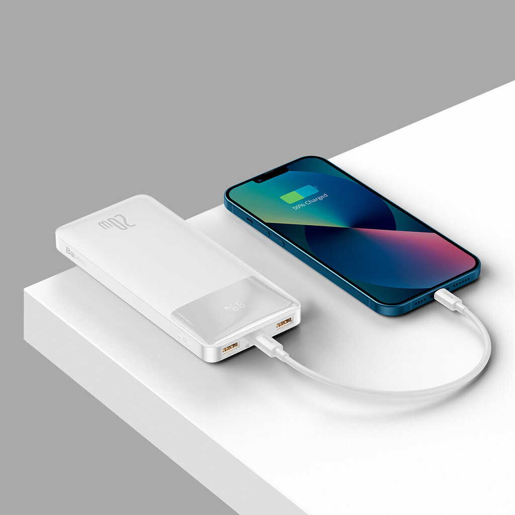 Bipow akupank kiirlaadimisega 10000mAh USB-A microUSB kaabel 0,25m valge hind ja info | Akupangad | kaup24.ee