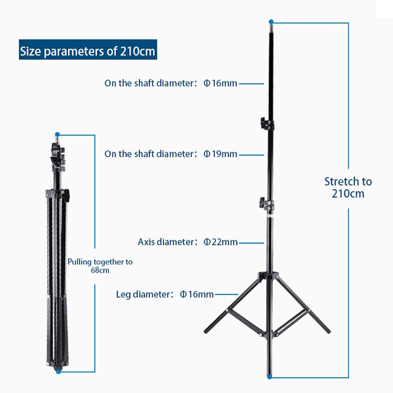 Elight 21M Premium Stabiilne Metallist Teleskoopiline Statiiv 2.1m max 1/4 keere LED Ringvalgusti/Kaamera kinnitus Must цена и информация | Fotovalgustuse seadmed | kaup24.ee