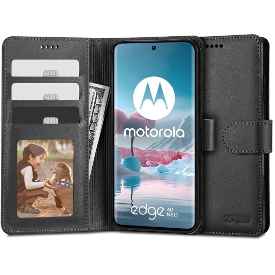 Tech-Protect wallet ümbris Motorola Edge 40 Neo must цена и информация | Telefoni kaaned, ümbrised | kaup24.ee