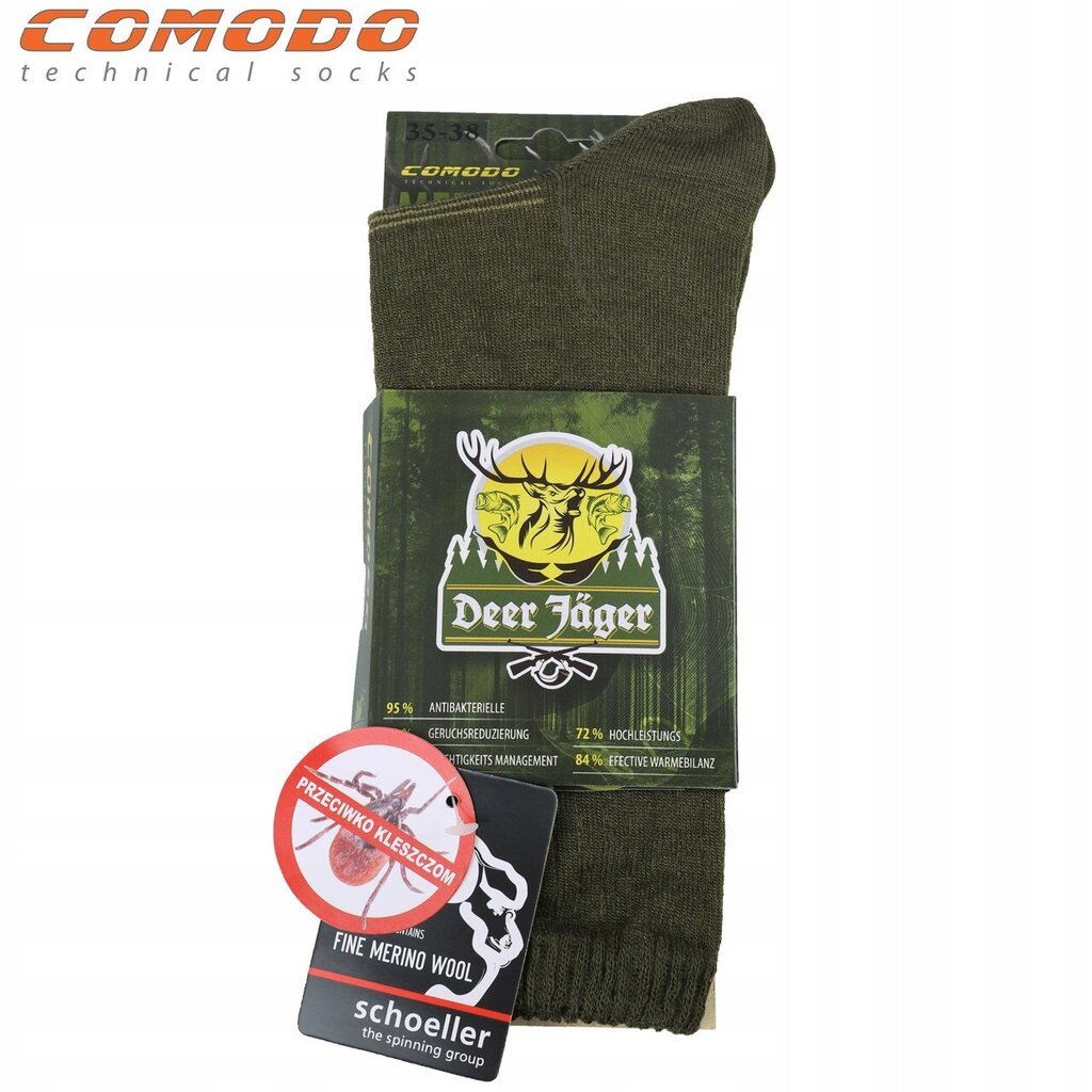 Puugivastased sokid, Comodo, HUNTING MERINO ANTI-TICK SMP1, roheline цена и информация | Meeste sokid | kaup24.ee