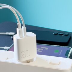 Быстрое зарядное устройство, Joyroom L-QP20111, USB-A, QC3.0 / USB-C, PD., 20 Вт., белый цена и информация | Зарядные устройства для телефонов | kaup24.ee