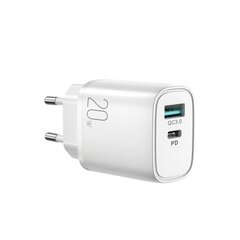 Kiirlaadija, Joyroom L-QP20111, USB-A, QC3.0 / USB-C, PD., 20 W., valge hind ja info | Mobiiltelefonide laadijad | kaup24.ee