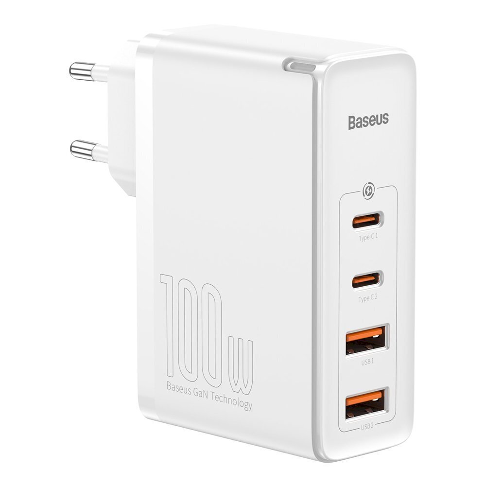 Kiirlaadija, Baseus CCGAN100UE1 Pro, USB-C, QC PD, 100 W., valge hind ja info | Mobiiltelefonide laadijad | kaup24.ee