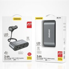 Autolaadija, Dudao, 2x USB, plaatinaga kaetud, must hind ja info | Mobiiltelefonide laadijad | kaup24.ee