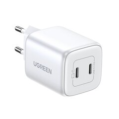 Kiirlaadija, Ugreen CD2941, GaN 2x USB-C, 45 W., QC PD, valge hind ja info | Mobiiltelefonide laadijad | kaup24.ee