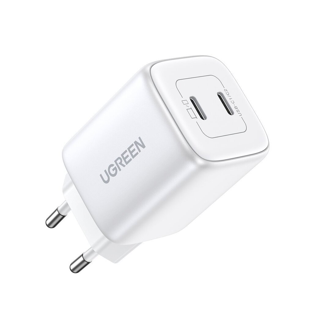 Kiirlaadija, Ugreen CD2941, GaN 2x USB-C, 45 W., QC PD, valge цена и информация | Mobiiltelefonide laadijad | kaup24.ee