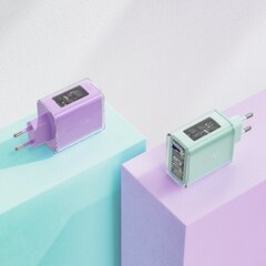 Сетевое зарядное устройство, Acefast A451, 65 Вт, 3 порта, 1x USB, 2x USB-C , серый цена и информация | Зарядные устройства для телефонов | kaup24.ee