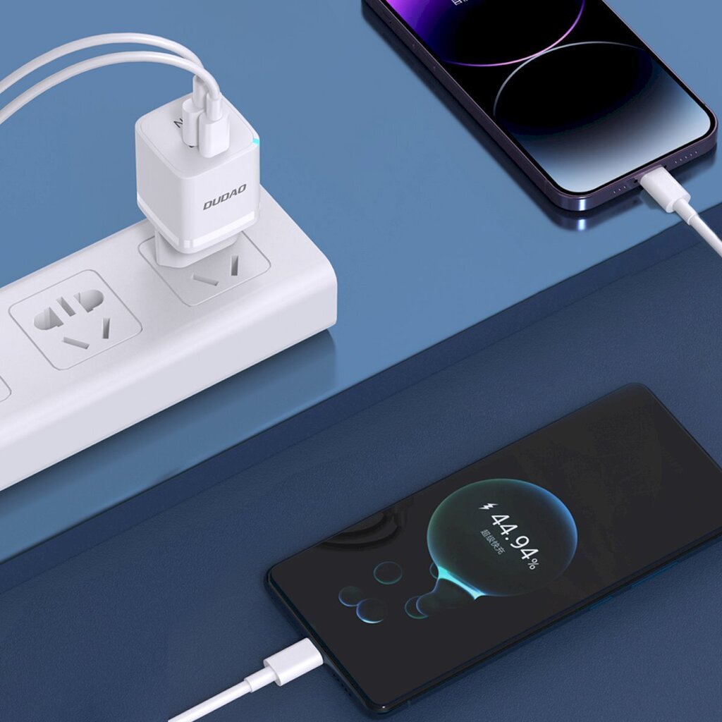 Võrgulaadija, Dudao A13ProEU1, GaN 33W., PPS USB-C USB-A., valge hind ja info | Mobiiltelefonide laadijad | kaup24.ee