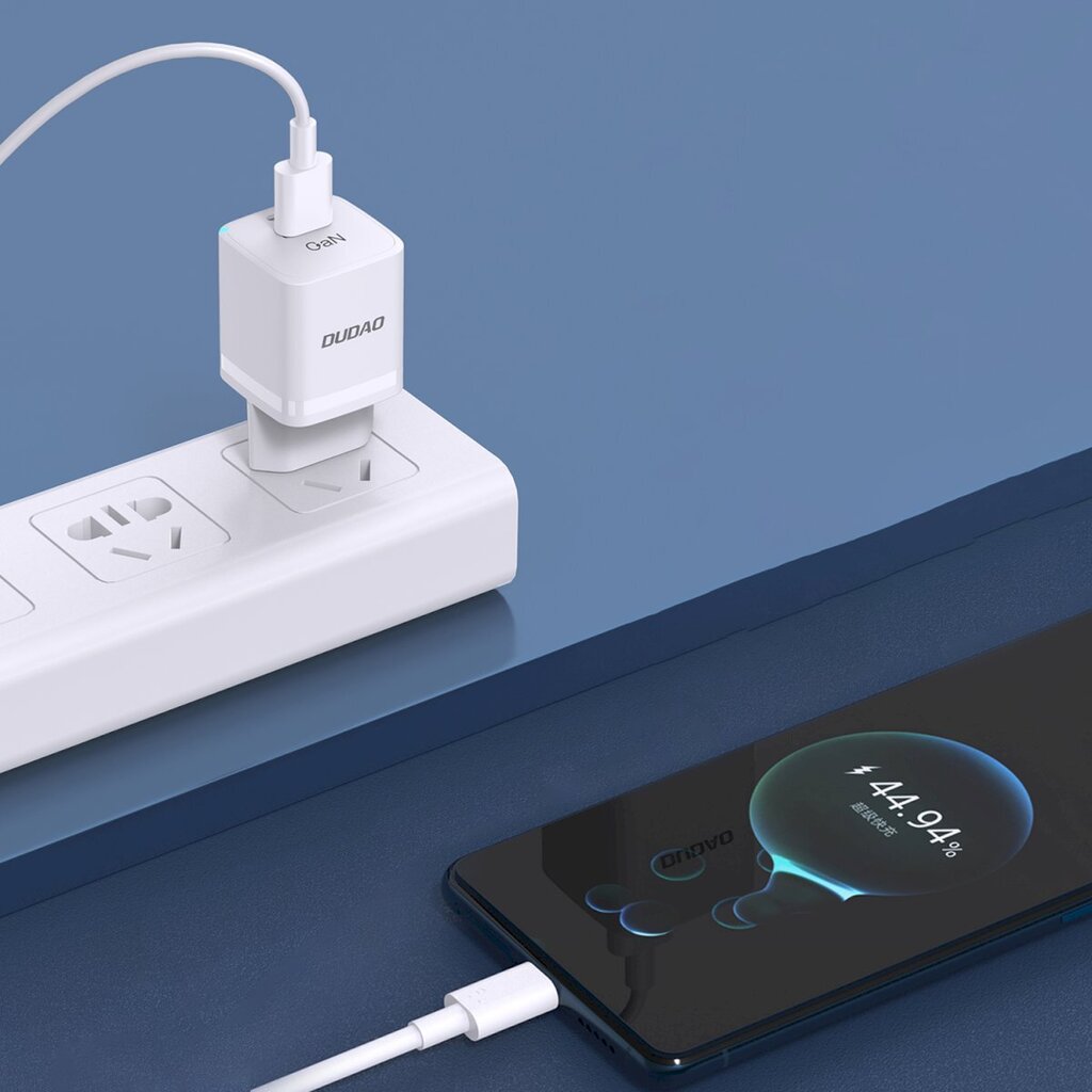 Võrgulaadija, Dudao A13ProEU1, GaN 33W., PPS USB-C USB-A., valge hind ja info | Mobiiltelefonide laadijad | kaup24.ee