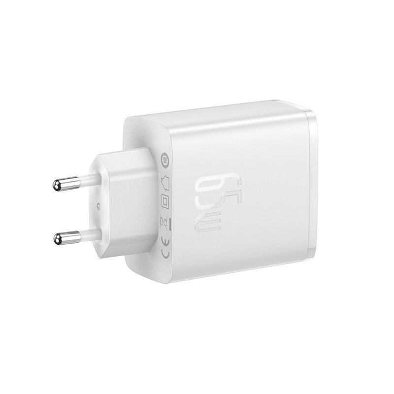 Võrgulaadija, Baseus Cube Pro Cube Pro kiirlaadija, 65 W., 2x USB-C USB-A., valge hind ja info | Mobiiltelefonide laadijad | kaup24.ee