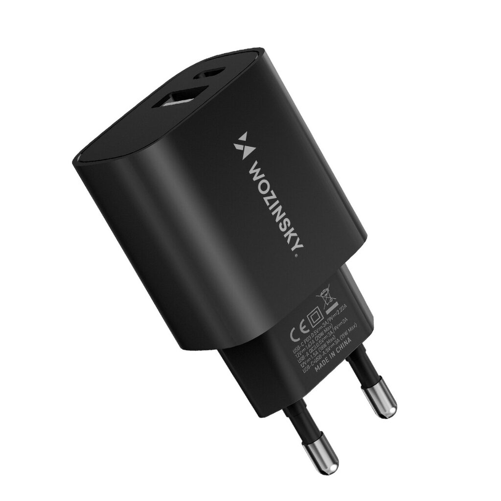 Wozinsky WGWCB USB-A USB-C 20W seinalaadija - must hind ja info | Mobiiltelefonide laadijad | kaup24.ee