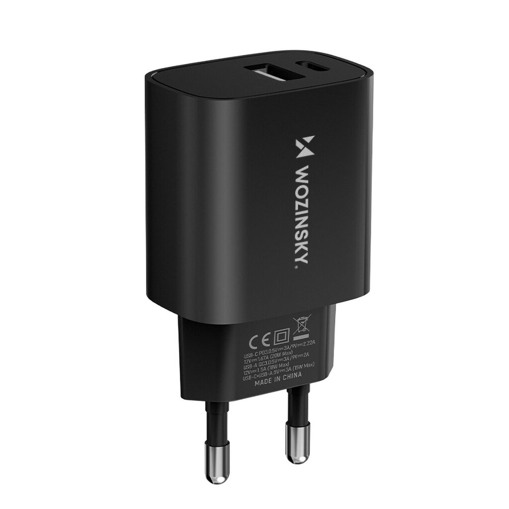 Wozinsky WGWCB USB-A USB-C 20W seinalaadija - must hind ja info | Mobiiltelefonide laadijad | kaup24.ee