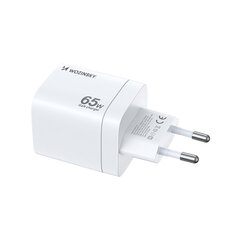 Wozinsky CGWCW 65 W USB-A / 2 x USB-C GaN seinalaadija – valge hind ja info | Mobiiltelefonide laadijad | kaup24.ee