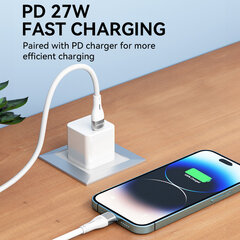 Кабель Wozinsky WSTCL1 Lightning/USB-C PD 27W 1 м - белый цена и информация | Кабели для телефонов | kaup24.ee