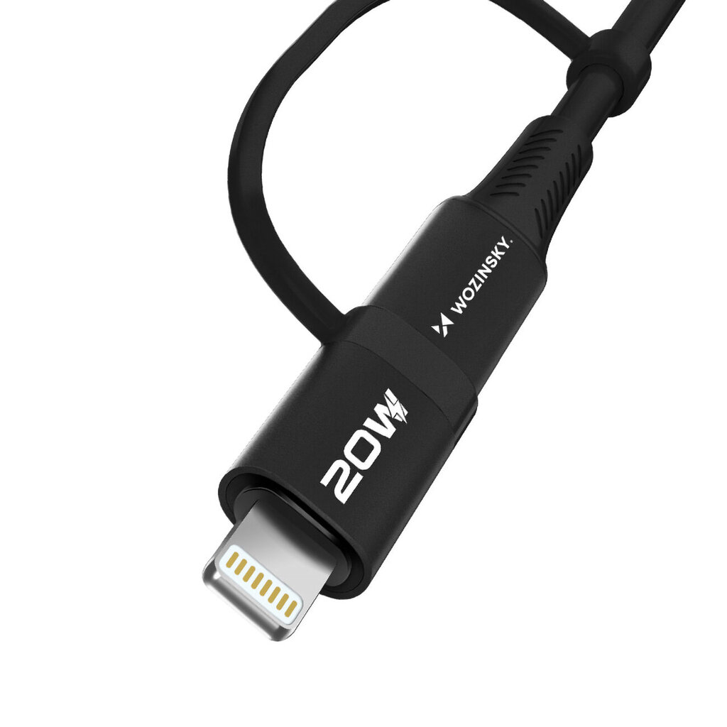 Wozinsky WNBAA 4v1 kaabel 2x USB-C 1x USB-A 1x Lightning 60W 1 m - tšerný цена и информация | Mobiiltelefonide kaablid | kaup24.ee