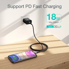 Кабель Choetech IP0041 USB-C/Lightning MFi 480Мбит/с 3А 2м - черный цена и информация | Кабели для телефонов | kaup24.ee