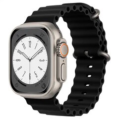 iWear S1 Рифленый мягкого силикона 20mm ремешок для Apple Watch 49mm / 45mm / 44mm / 42mm Черный цена и информация | Аксессуары для смарт-часов и браслетов | kaup24.ee