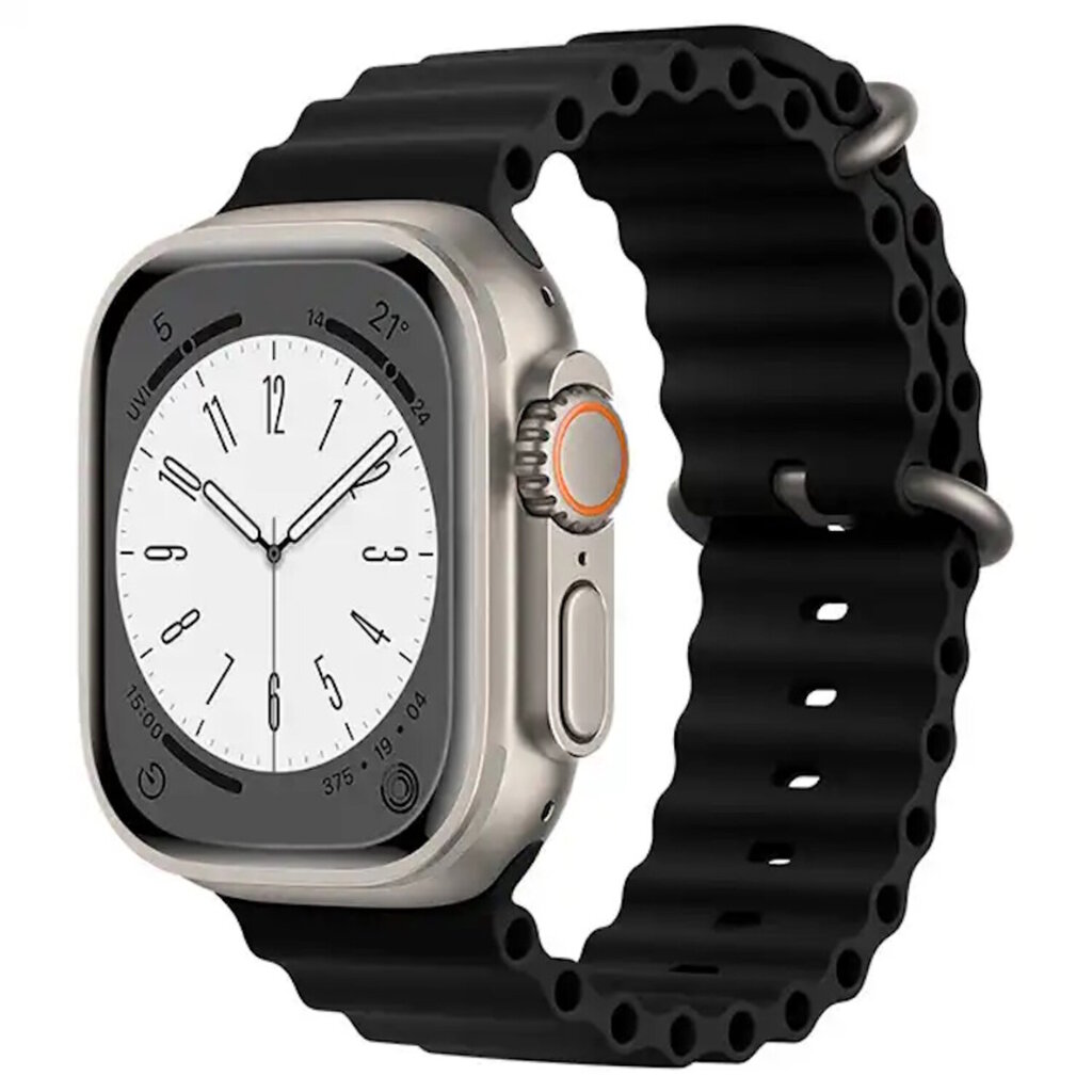 iWear S1 soonega pehme silikoonist 20 mm rihm Apple Watchile 49 mm / 45 mm / 44 mm / 42 mm must цена и информация | Nutikellade ja nutivõrude tarvikud | kaup24.ee