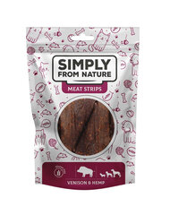 Simply From Nature Meat Strips ulukiliha ja kanepiga, 5x80 g цена и информация | Лакомства для собак | kaup24.ee