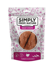 Simply From Nature Meat Strips kalkuniliha ja kookospähkliga, 5x80 g hind ja info | Maiustused koertele | kaup24.ee