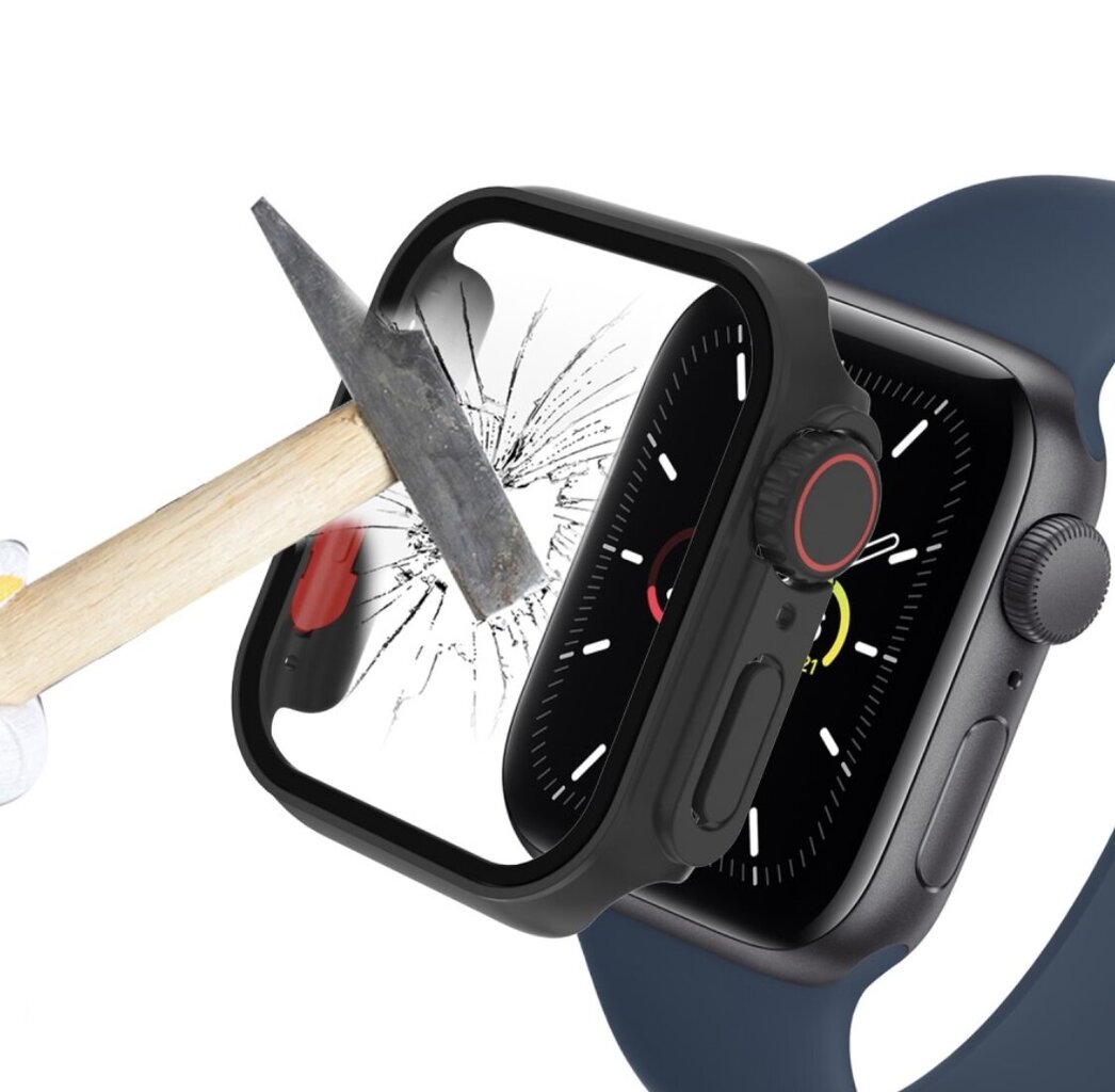 2In1 Korpus + Karastatud Klaas Apple Watch 7/8 45Mm Jaoks, Must цена и информация | Nutikellade ja nutivõrude tarvikud | kaup24.ee