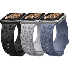 Набор из 3 силиконовых браслетов Panther для Apple Watch 42 мм цена и информация | Аксессуары для смарт-часов и браслетов | kaup24.ee