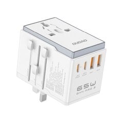 Dudao A65Pro 65W EU / USA / JP / AUS / UK reisiadapter 2x USB-C 2x USB-A - valge hind ja info | Mobiiltelefonide laadijad | kaup24.ee