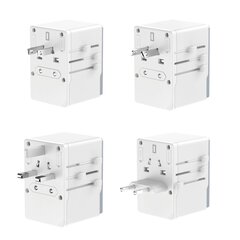 Dudao A65Pro 65W EU | US | JP | AUS | UK travel adapter 2x USB-C 2x USB-A - white hind ja info | Mobiiltelefonide laadijad | kaup24.ee