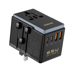 Dudao A65Pro 65W EU / USA / JP / AUS / UK reisiadapter 2x USB-C 2x USB-A - must hind ja info | Mobiiltelefonide laadijad | kaup24.ee