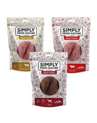 Simply From Nature Meat Strips Mix veise-, kitse- ja lambalihaga, 3x80 g hind ja info | Maiustused koertele | kaup24.ee