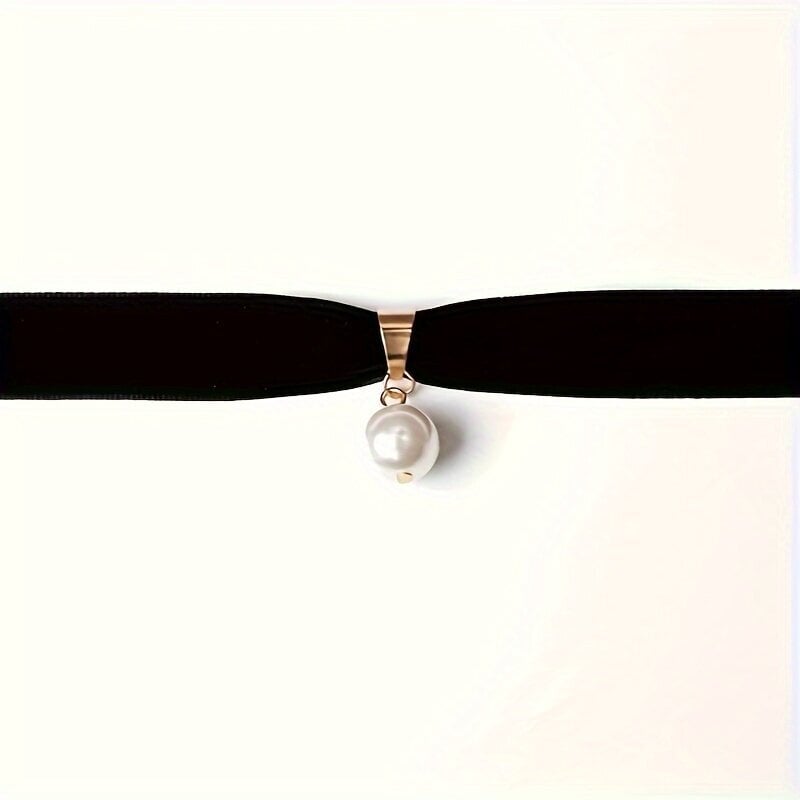 'Pearl Choker Velvet kaelakee Reguleeritav must kaelakee naistele' hind ja info | Kaelakeed | kaup24.ee