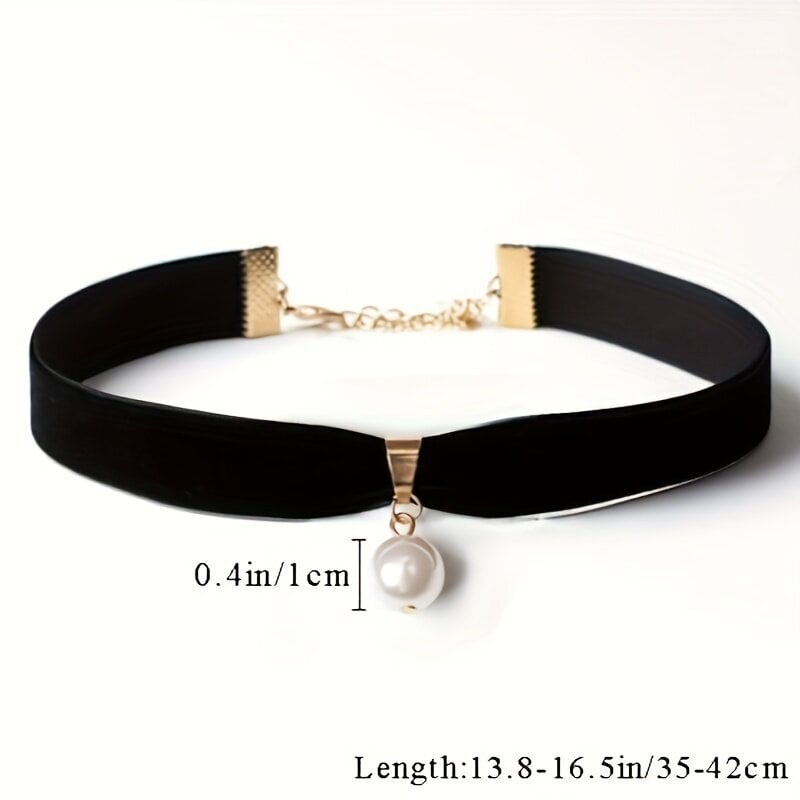 'Pearl Choker Velvet kaelakee Reguleeritav must kaelakee naistele' hind ja info | Kaelakeed | kaup24.ee