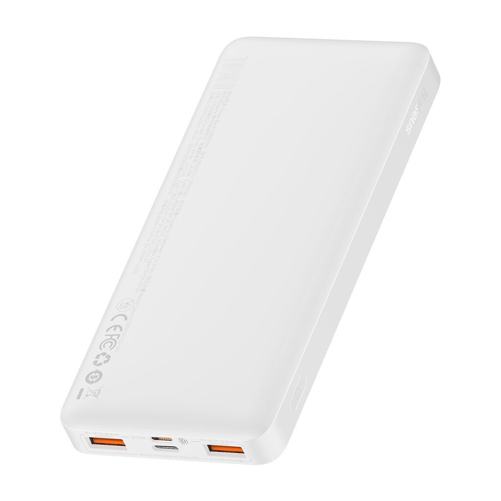 Kiirlaadimisega aku, Baseus PPBD0505021, 10000 mAh., USB-A, mikro-USB kaabel, 0,25 m., valge цена и информация | Akupangad | kaup24.ee