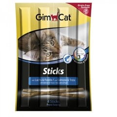 Лакомство GimCat Sticks Salmon & Trout Grain Free для кошек, с лососем и форелью (4 шт.) цена и информация | Лакомства для котов | kaup24.ee