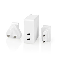 Nedis Quick Wall Charger - 65W - 2 x USB-C Output Valge Elegants - Lumivalge Elegantsus hind ja info | Mobiiltelefonide laadijad | kaup24.ee