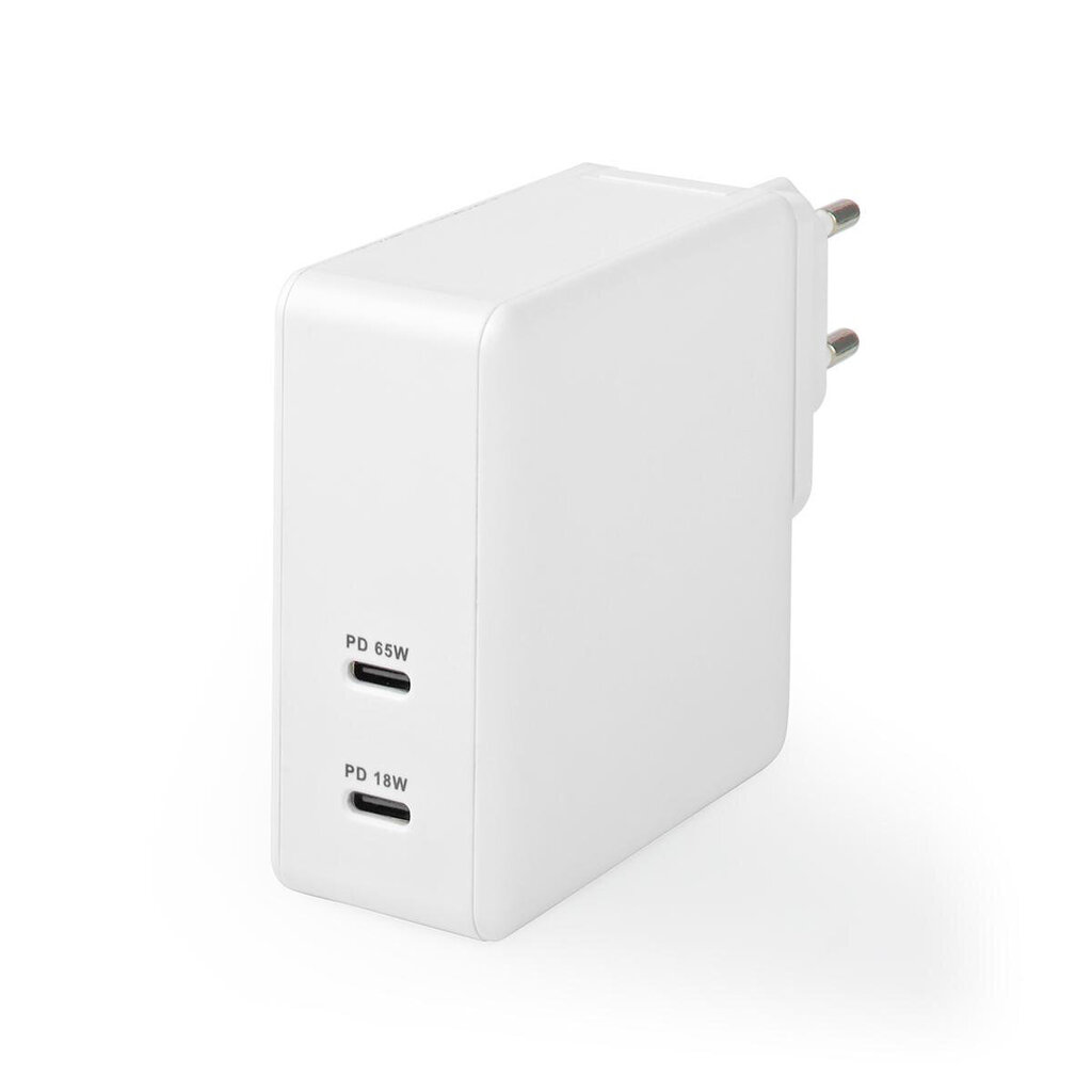 Nedis Quick Wall Charger - 65W - 2 x USB-C Output Valge Elegants - Lumivalge Elegantsus цена и информация | Mobiiltelefonide laadijad | kaup24.ee