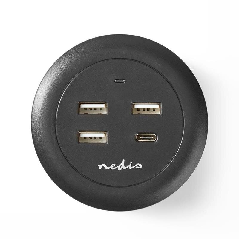 Nedis Quick Desktop Charger - 30W - 3xUSB-A/1xUSB-C Ehtsa Hõbeda Hall Elegants hind ja info | Mobiiltelefonide laadijad | kaup24.ee