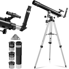 Teleskoop astronoomiline refraktor planeetide vaatlemiseks, Uniprodo UNI_TELESCOPE_041, 900 mm., läbimõõt 80 mm. hind ja info | Mikroskoobid ja teleskoobid | kaup24.ee