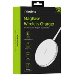 INNOSTYLE MAGEASE ИНДУКТИВНОЕ БЕСПРОВОДНОЕ ЗАРЯДНОЕ УСТРОЙСТВО ДЛЯ IPHONE MAGSAFE MAGEASE 15W БЕЛЫЙ цена и информация | Зарядные устройства для телефонов | kaup24.ee