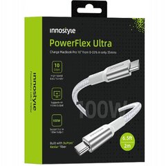 INNOSTYLE POWERFLEX ULTRA CABLE USB-C FAST CHARGING THUNDERBOLT 10GBPS 100W KEVLAR 2M SILVER цена и информация | Зарядные устройства для телефонов | kaup24.ee