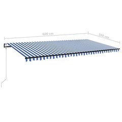 automaatne varikatus, LED, tuuleandur, 600x300 cm, sinine/valge hind ja info | Päikesevarjud, markiisid ja alused | kaup24.ee