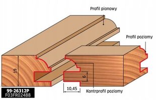 FREUD Keele ja soonte komplekt D42 H19 S12 mm / puit / puitlaastplaat / MDF / profiil B hind ja info | Freesid | kaup24.ee