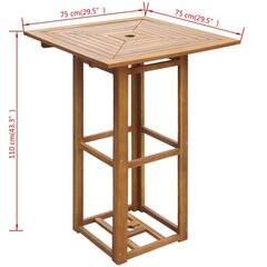 bistroolaud, 75 x 75 x 110 cm, akaatsia hind ja info | Aialauad | kaup24.ee