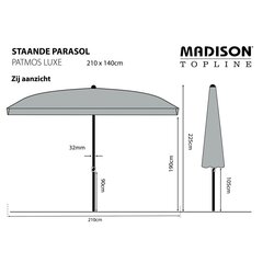 Madison päikesevari "Patmos Rectangle" 210 x 140 cm, pruunikashall PAC1P015 цена и информация | Зонты, маркизы, стойки | kaup24.ee