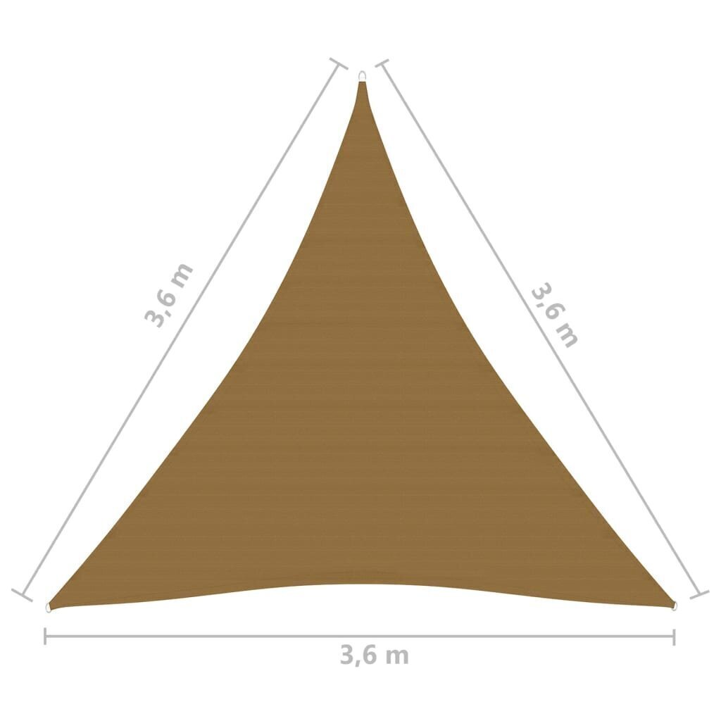 päikesepuri, 160 g/m², pruunikashall, 3,6 x 3, 6 x 3,6 m, HDPE hind ja info | Päikesevarjud, markiisid ja alused | kaup24.ee