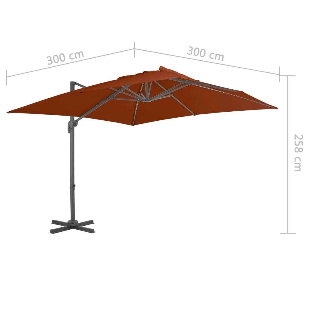 alumiiniumpostiga päikesevari, terrakota, 300 x 300 cm hind ja info | Päikesevarjud, markiisid ja alused | kaup24.ee